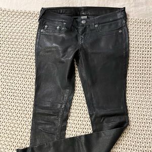 Black genuine leather pants